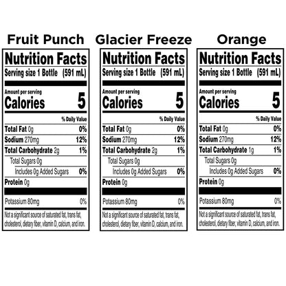 Gatorade G Zero Thirst Quencher, 3 Flavor Variety Pack, 20Oz Bottles (12 Pack)