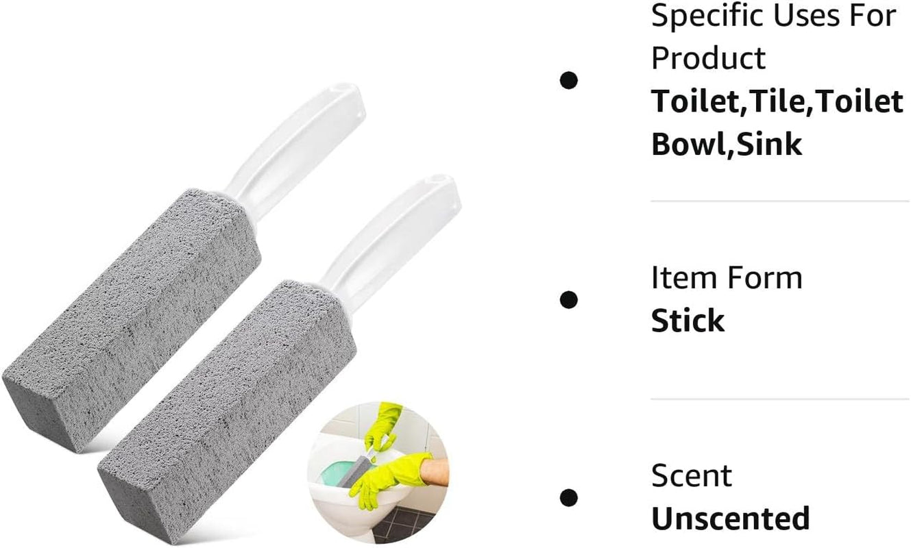 2 Pack Toilet Cleaner Hard Water Build up Remover with Ergonomic Handle, Toilet Bowl Stain Ring Remover, Pumice Stone Toilet Cleaner Tool Stain Remover for Toilet, Pool, Bathroom, Sink