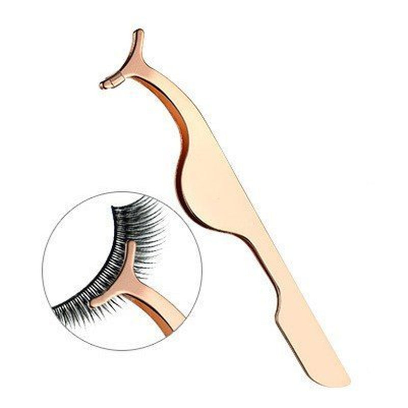 EIAKE False Eyelashes Applicator Tool Eyelash Extension Tweezers Remover Clip Tweezers Nipper (Golden)