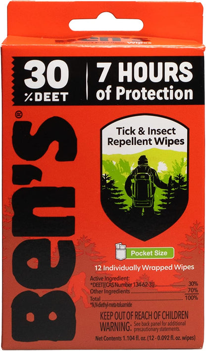 Ben'S 30% DEET Mosquito, Tick and Insect Repellent Wipes, 12 Count, One Color