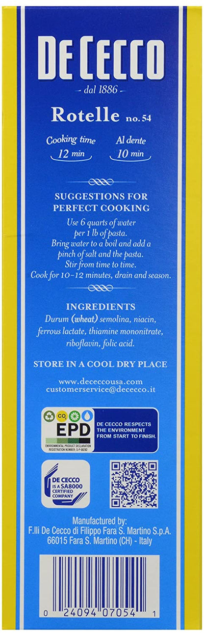 De Cecco Rotelle No.54 Pasta, 16 Oz