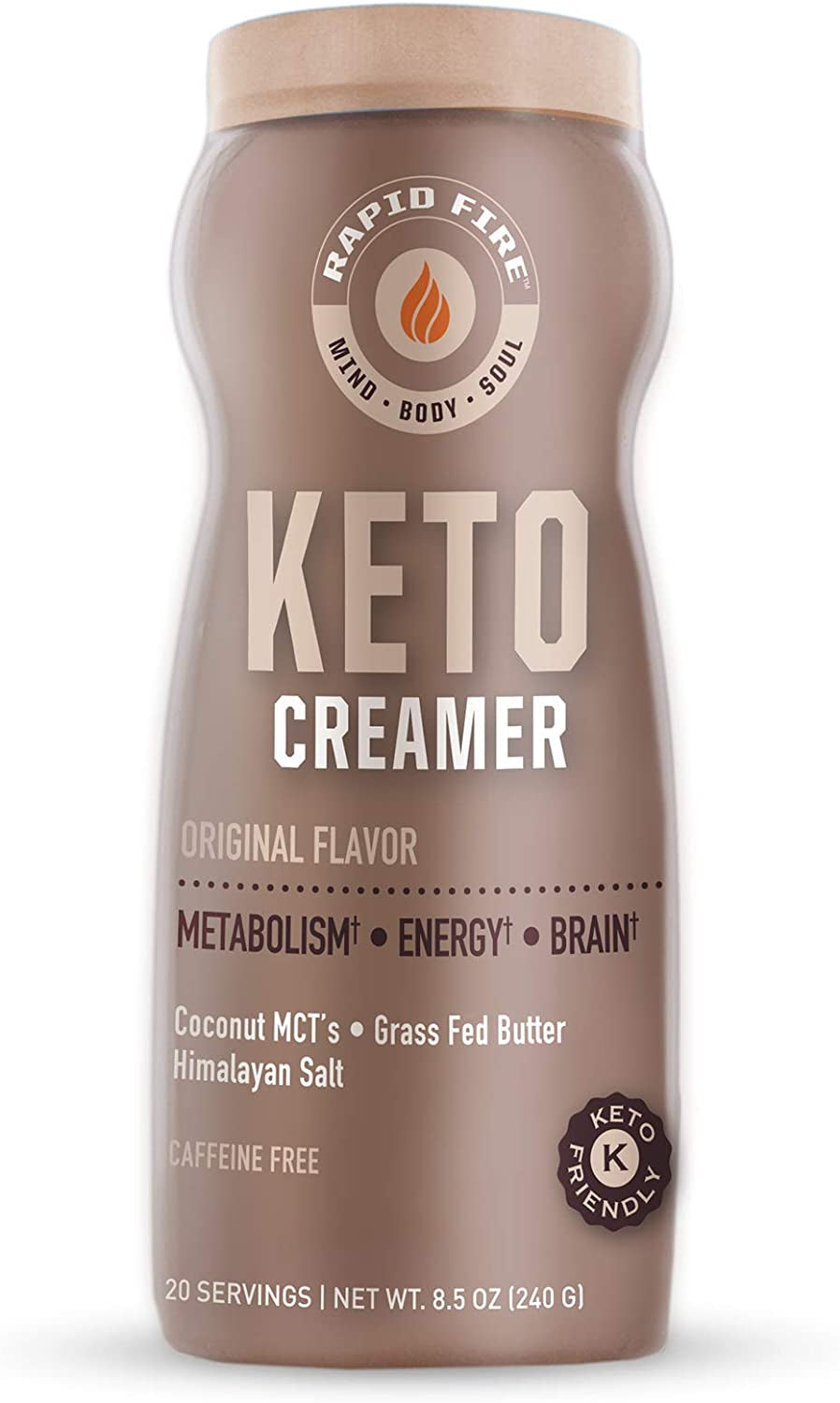 RAPID FIRE Ketogenic Creamer with MCT Oil for Coffee or Tea, Supports Energy and Metabolism, Weight Loss, Ketogenic Diet 8.5 Oz. (20 Servings)