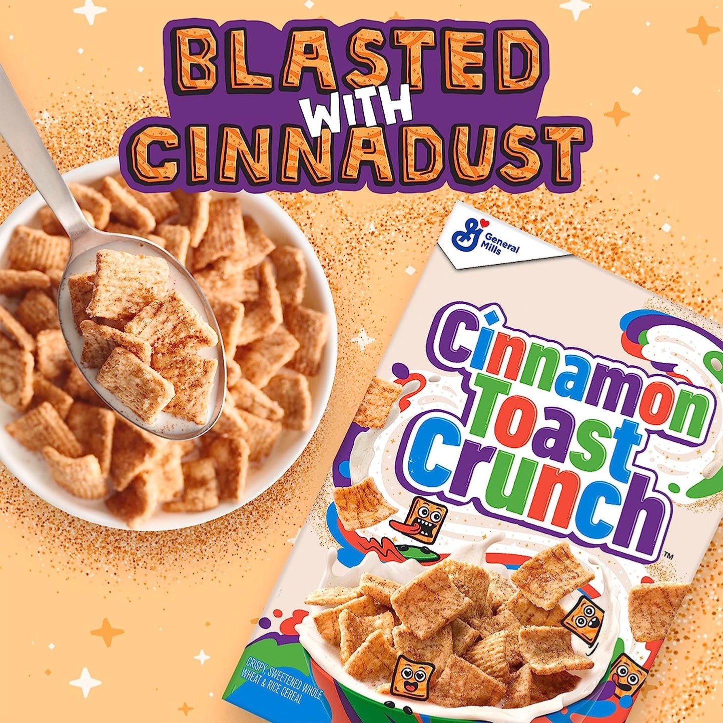 Cinnamon Toast Crunch Breakfast Cereal, Crispy Cinnamon Cereal, Mega Size, 29.1 Oz Cereal Box