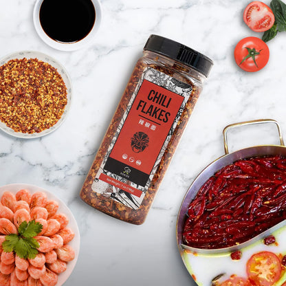 Soeos Chili Flakes, 7Oz (198G), Medium Hot, Dried and Crushed Red Chili Pepper Flakes, Premium Chili Powder for Pizza, Chowder, Seafood, and Pasta