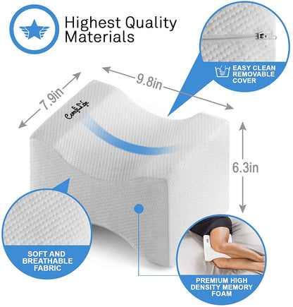 Comfilife Orthopedic Knee and Leg Pillow for Side Sleepers Sleeping - 100% Memory Foam for Back Pain, Hip Pain Relief