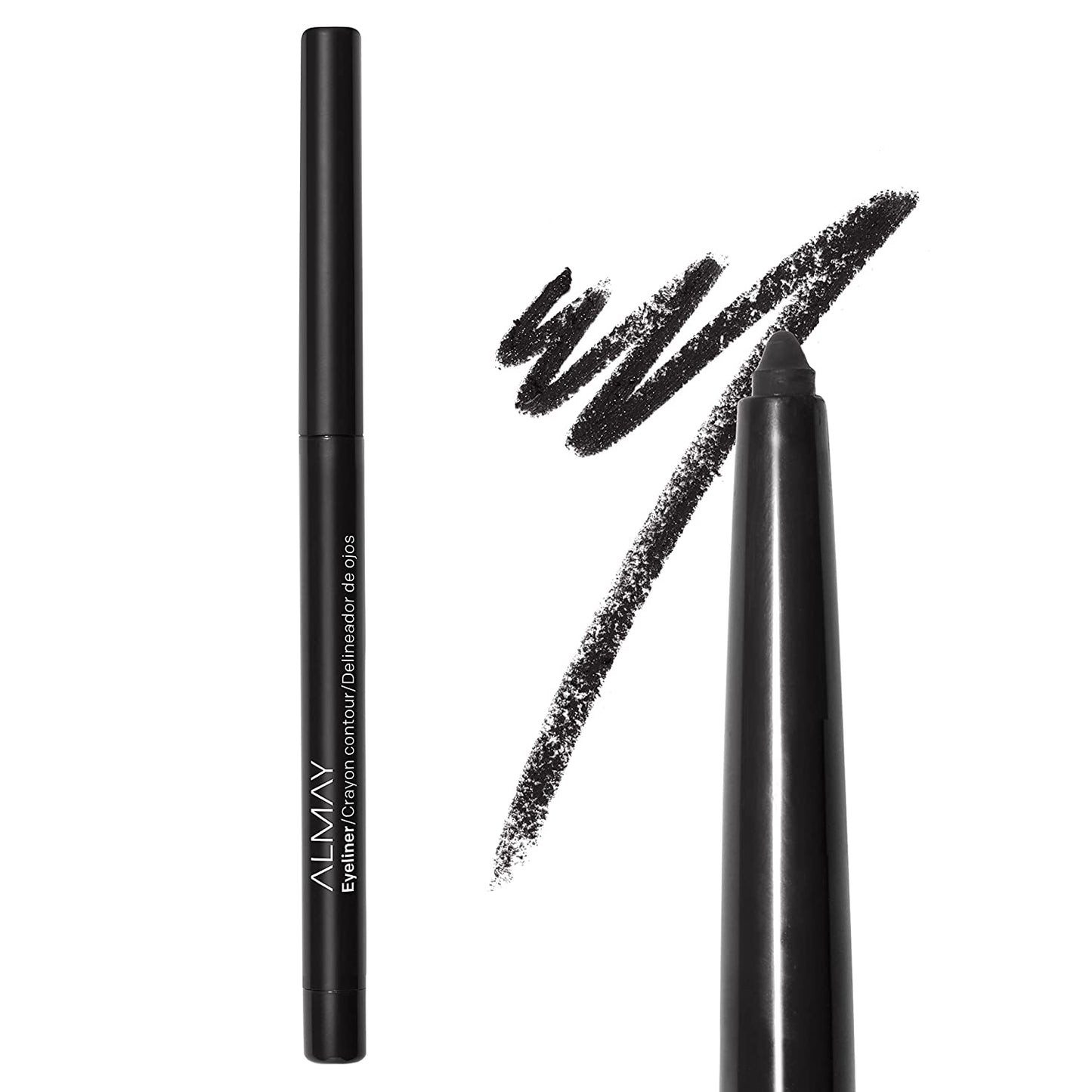 Almay Eyeliner Pencil, Hypoallergenic, Cruelty Free, Oil Free-Fragrance Free, Ophthalmologist Tested, Long Wearing and Water Resistant, with Built in Sharpener, 205 Black, 0.01 Oz