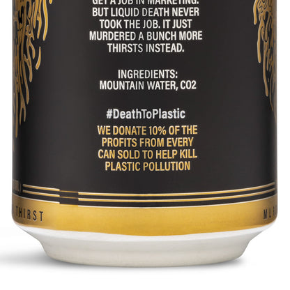 Liquid Death Sparkling Mountain Water, 16.9 Oz Tallboys (12-Pack)