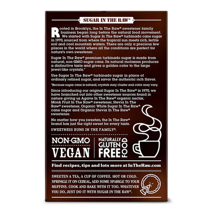 Sugar in the Raw Granulated Turbinado Cane Sugar on the Go Packet, Pure Natural Sweetener, Hot & Cold Drinks, Coffee, Cooking, Baking, Vegan, Gluten-Free, Non-Gmo, 200 Count Packets (1-Pack)