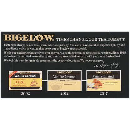 Bigelow Vanilla Caramel Black Tea Bags, 20 Count Box (Pack of 6) Caffeinated Black Tea, 120 Tea Bags Total 20 Count (Pack of 6) NEW