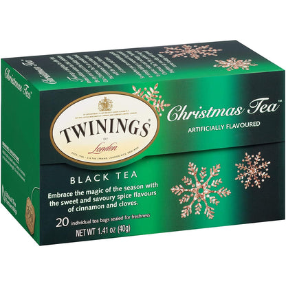 Twinings Christmas Tea and Winter Spice Tea Variety Pack - 1 Caffeinated Spiced Black Tea and 1 Caffeine-Free Spiced Camomile Herbal Tea, Bags Individually Wrapped, 20 Count (Pack of 2)