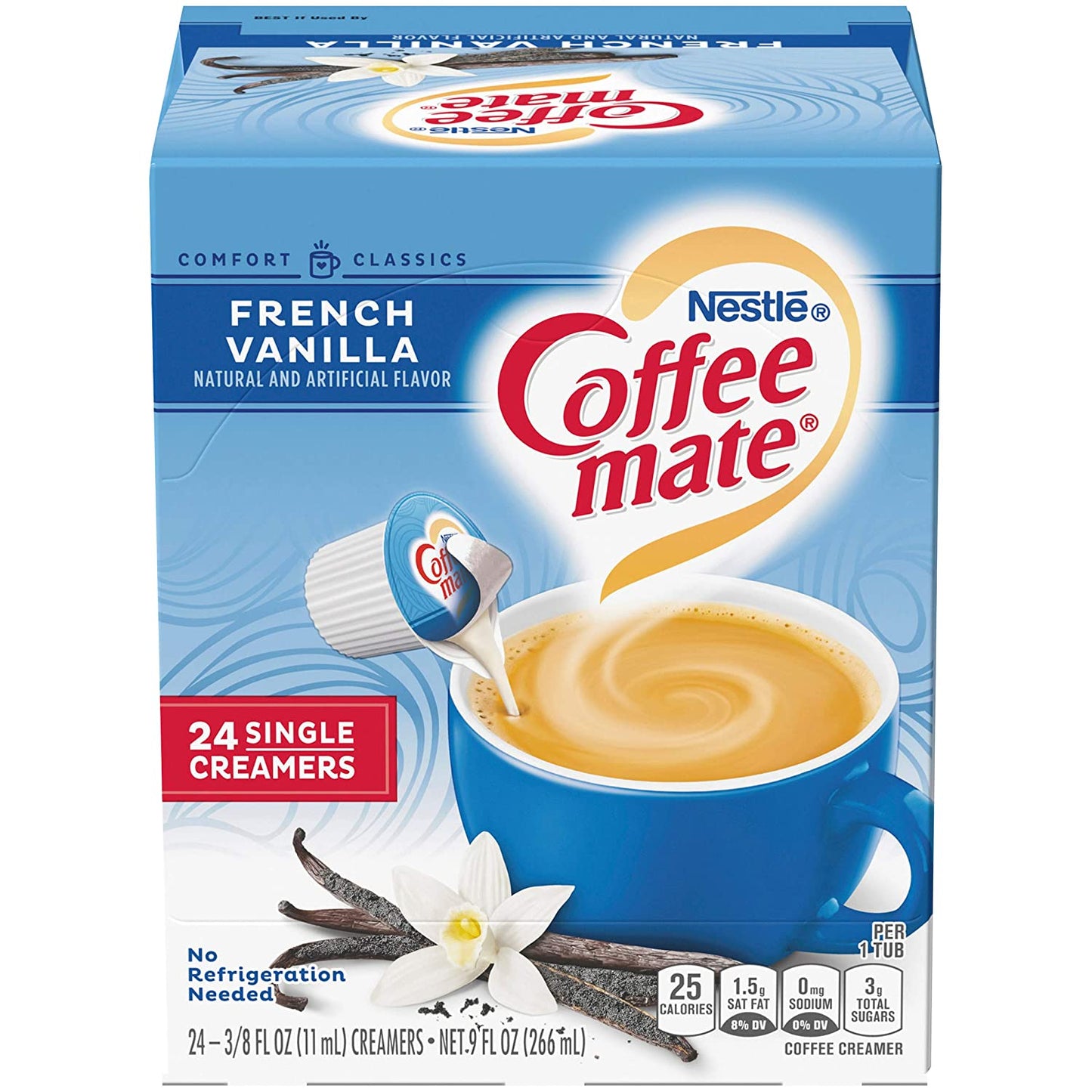 Coffee-Mate Coffee Creamer Liquid Singles, French Vanilla, 24 Count (Pack of 4)