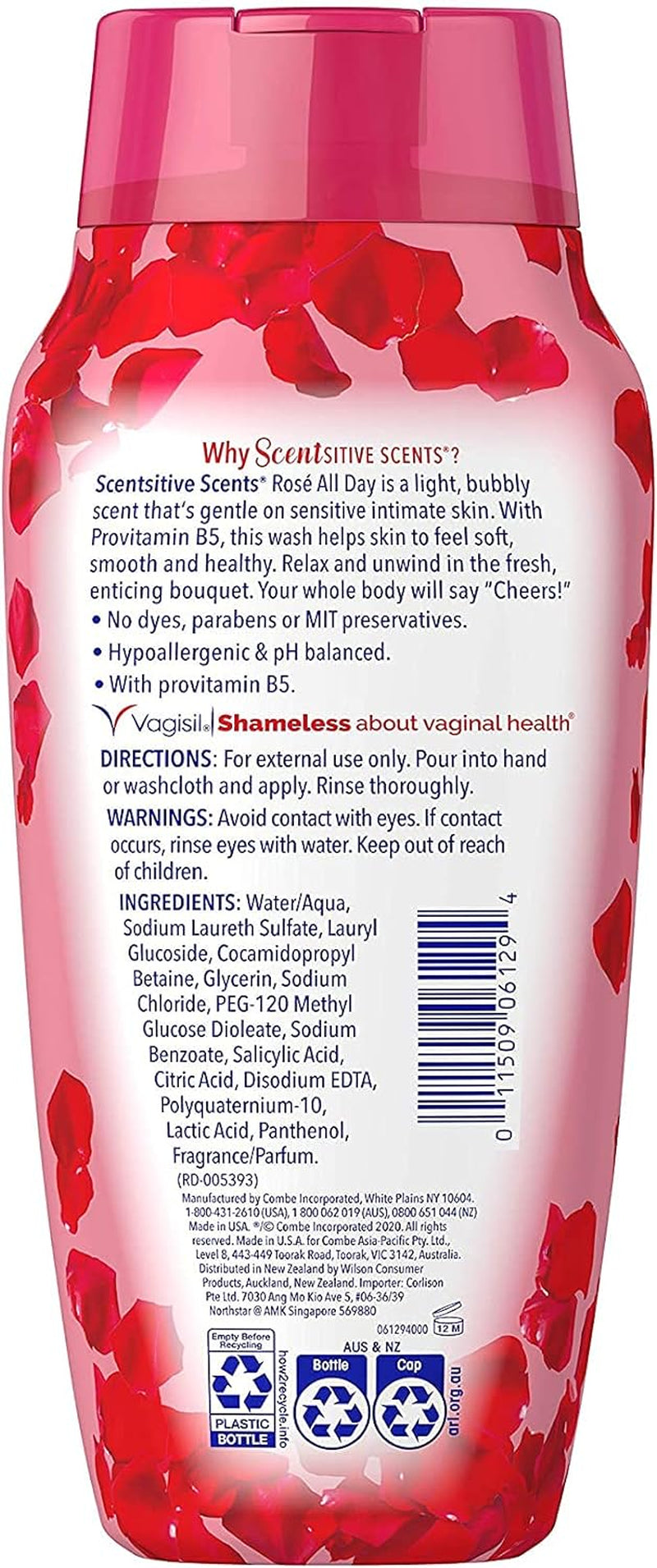 Vagisil Feminine Wash for Intimate Area Hygiene, Scentsitive Scents, Ph Balanced and Gynecologist Tested, Rose All Day, 12 Oz (Pack of 1)