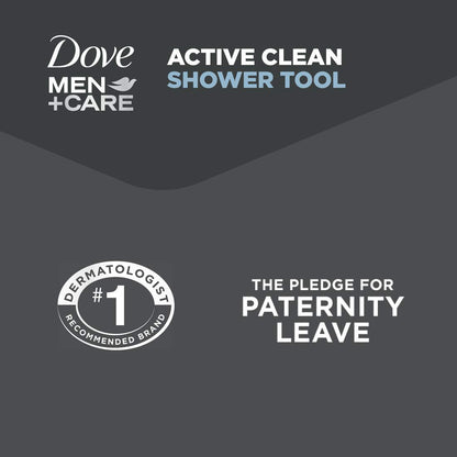 Dove Men+Care Shower Tool for Stronger, Healthy-Feeling Skin Active Clean Scrubs and Exfoliates for a Deeper Clean with Body Wash, 4 Pack