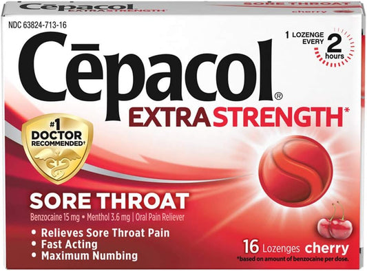 Cepacol Extra Strength Sore Throat Lozenges, Cherry 16Ct