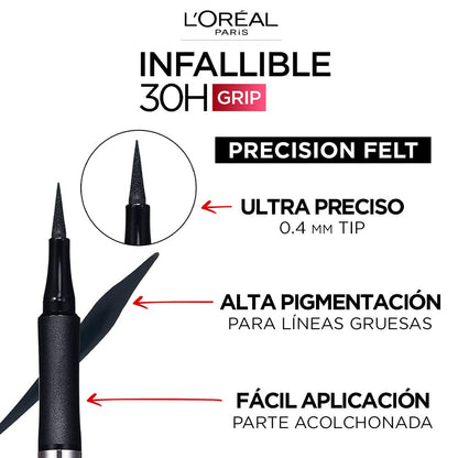 L’Oréal Paris Cosmetics Infallible Grip Precision Felt Eyeliner, Smudge Resistant, Long Lasting Waterproof Eyeliner, Black, Black, 0.03 Fl Oz