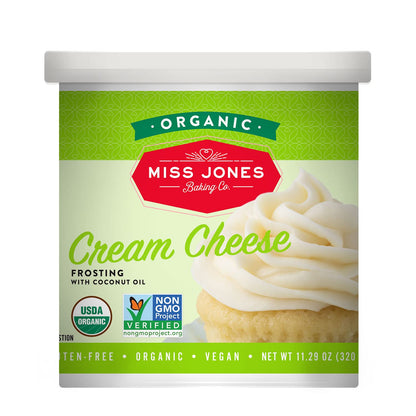 Miss Jones Baking Organic Buttercream Frosting, Perfect for Icing and Decorating, Vegan-Friendly: Cream Cheese (Pack of 1)