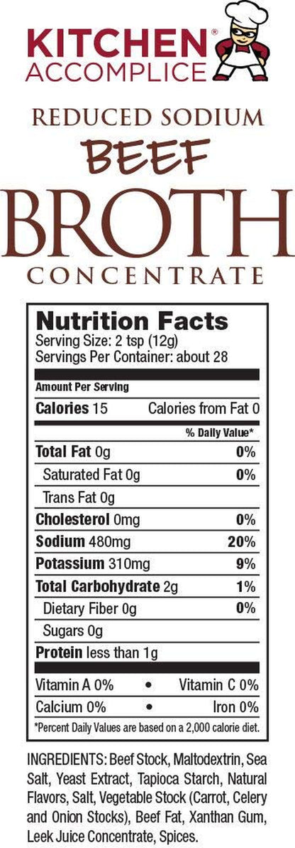 Kitchen Accomplice Reduced Sodium Beef Broth Concentrate, 12 Ounce (Pack of 1)