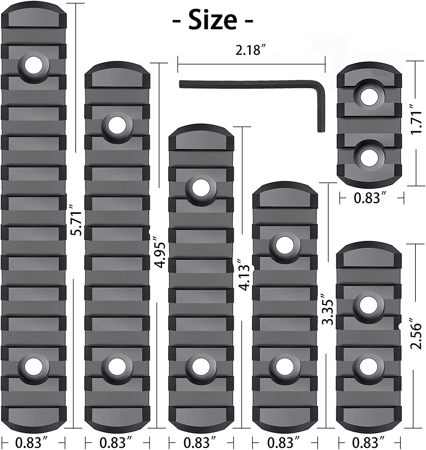 Pecawen Picatinny Rail Polymer Picatinny Accessory Rail Single Picatinny Rail, 3 5 7 9 11 13 Slots Black