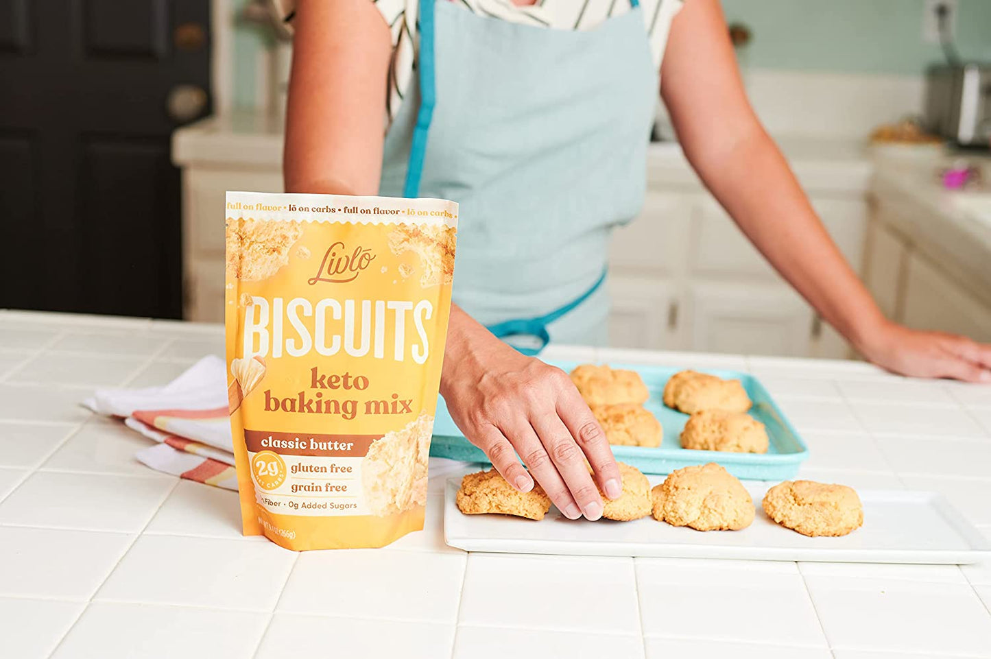 Livlo Keto Biscuit & Bread Mix - Low Carb & Gluten Free Baking Mix - 2G Net Carbs - Fast, Easy and Delicious Keto Friendly Food - 10 Servings - Classic Butter Biscuits