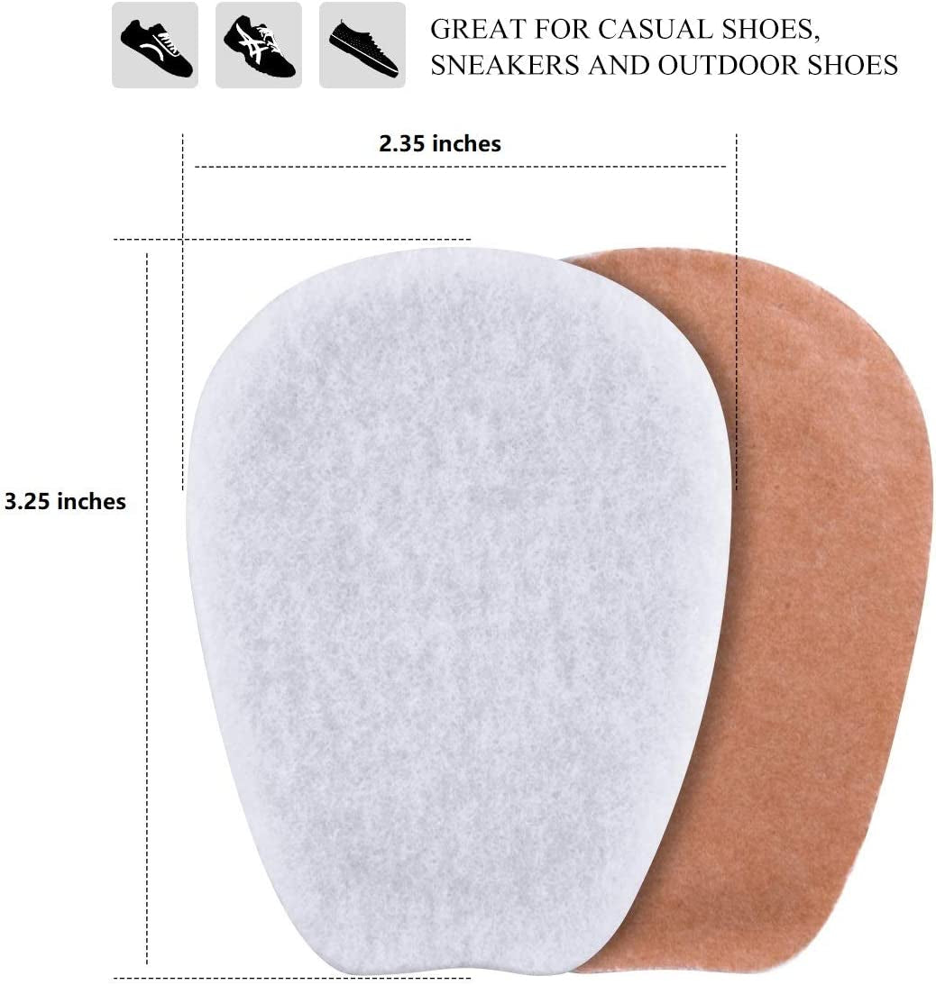 3 Pairs of Felt Tongue Pads for Shoes, Size Large