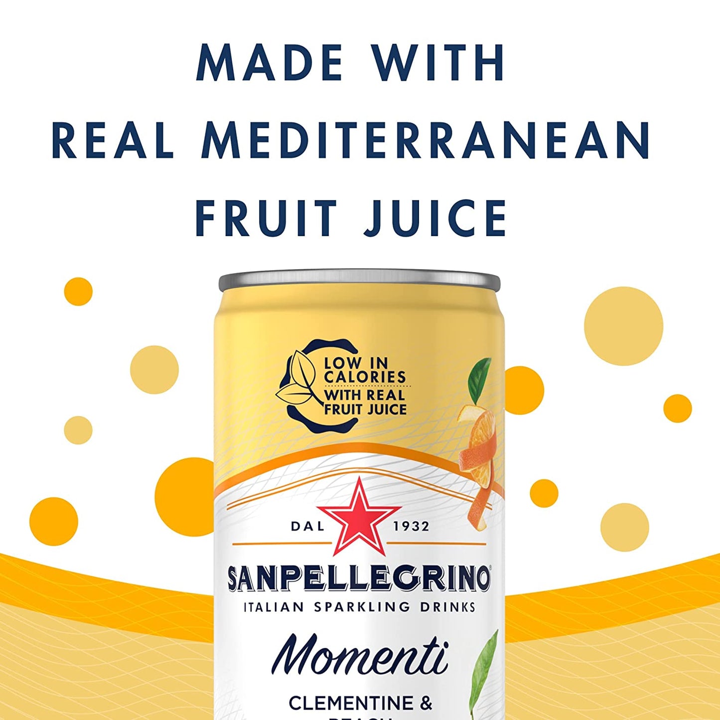 Sanpellegrino Momenti Clementine and Peach Flavored Sparkling Drink, 11.15 Fl Oz (Pack of 24)