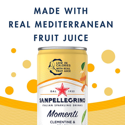 Sanpellegrino Momenti Clementine and Peach Flavored Sparkling Drink, 11.15 Fl Oz (Pack of 24)