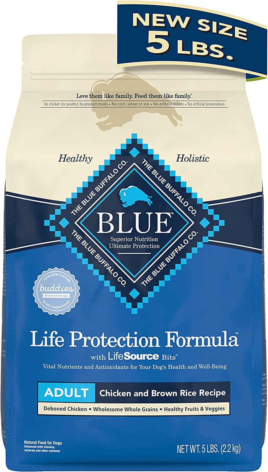 Blue Buffalo Life Protection Formula Natural Adult Dry Dog Food, Chicken and Brown Rice 5-Lb Trial Size Bag