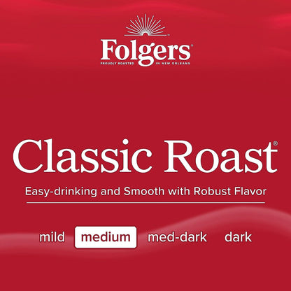 Folgers Classic Roast Medium Roast Coffee, 72 Keurig K-Cup Pods 12 Count (Pack of 6)