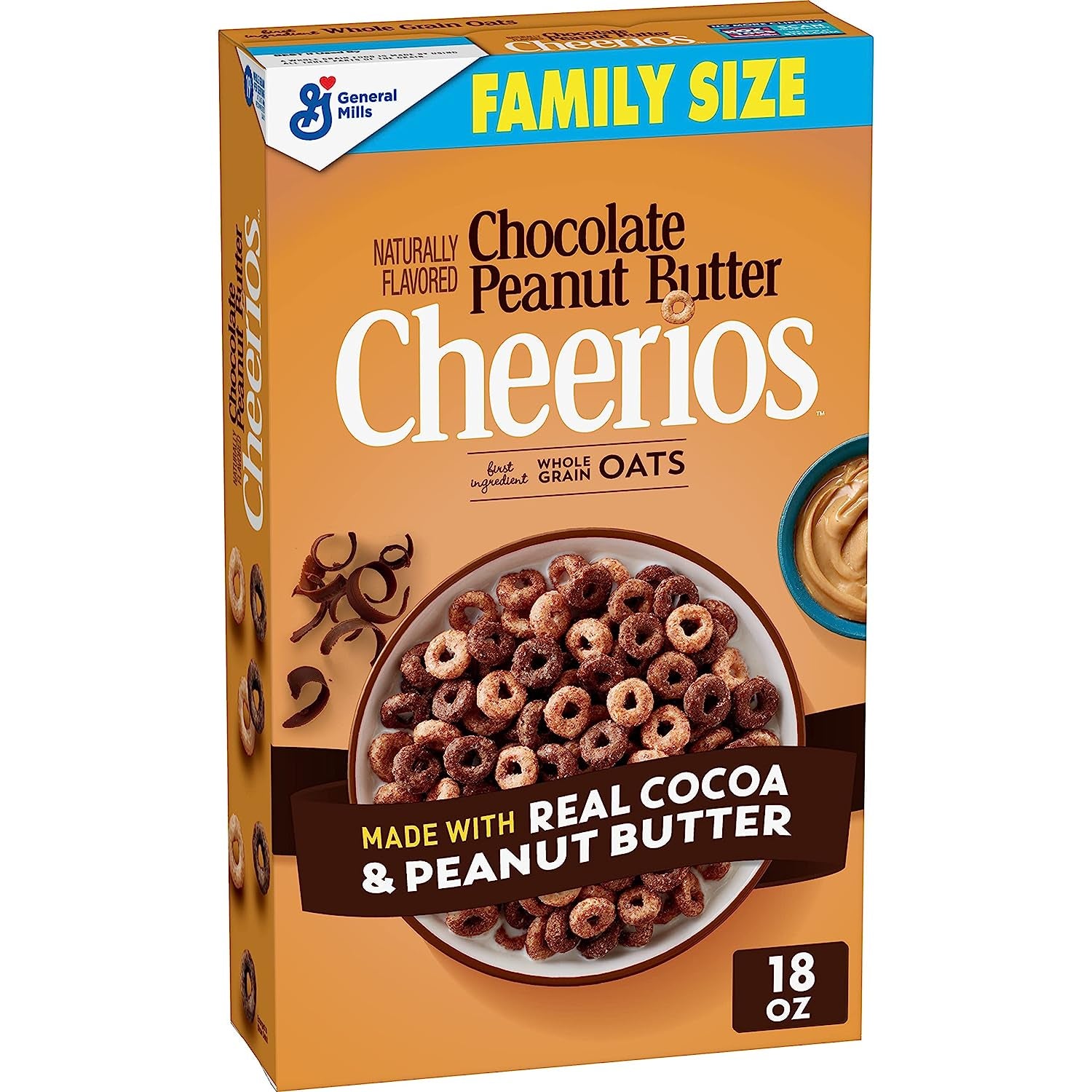 Cheerios Chocolate Peanut Butter Cheerios Cereal, Breakfast Cereal with Whole Grain Oats, 18 OZ Family Size