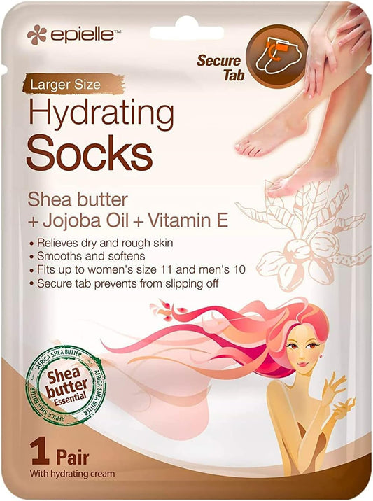 Epielle Hydrating Foot Masks (Socks 6Pk) for Foot Cracked and Dry Heel to Toe and Callus Spa Masks - Shea Butter + Jojoba Oil + Vitamin E Moisturize, Mothers Day Gifts