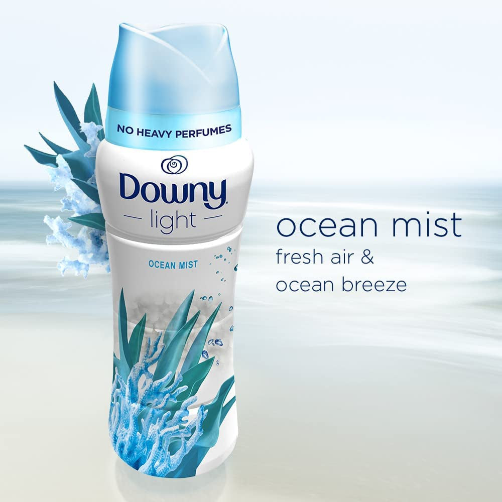 Downy Light Laundry Scent Booster Beads for Washer, Ocean Mist, 20.1 Oz, with No Heavy Perfumes