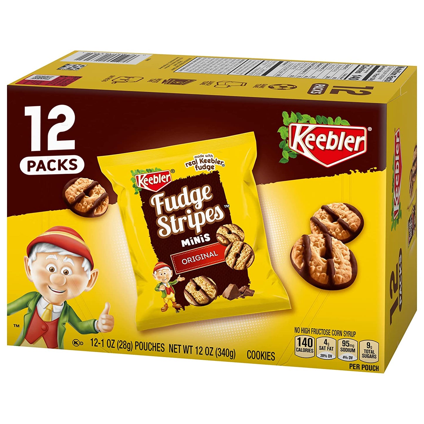 Keebler On-The-Go Fudge Stripes Cookies, 12 Count (Pack of 1)