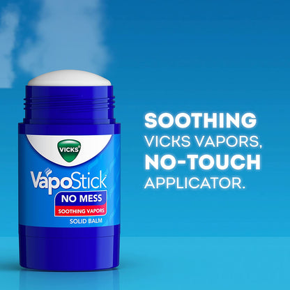 Vicks Vapostick,Solid Balm,No Mess,Comforting Non-Medicated Vicks Vapors,Easy-To-Use No-Touch Applicator,Quick Dry,Lightweight Skin Feel,From the Makers of Vicks Vaporub,1.25Oz X 2 (Twin Pack)