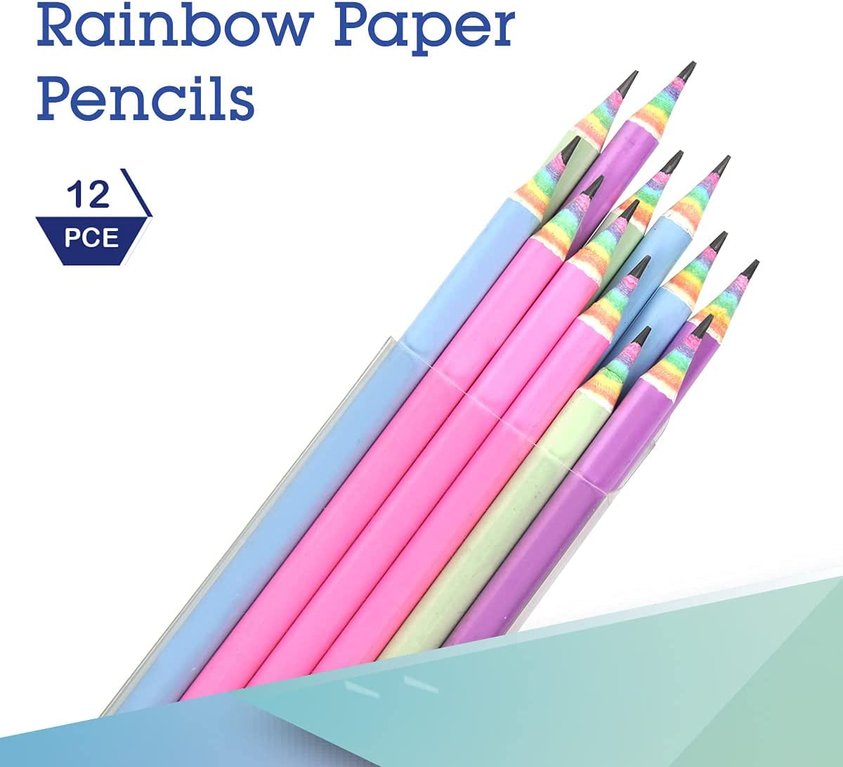 ECOTREE Eco-Friendly Wood & Plastic Free Rainbow Recycled Paper #2 HB Pencils for School and Office Supplies, Pre-Sharpened,12-Pack