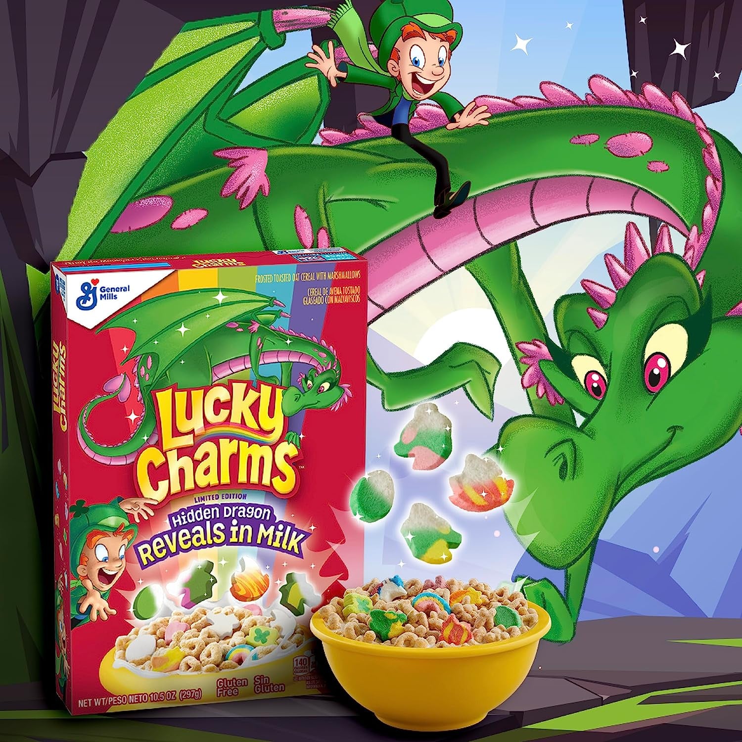 Lucky Charms Gluten Free Cereal with Marshmallows, Guardians of the Galaxy Vol. 3 Special Edition, Family Size, 18.6 OZ