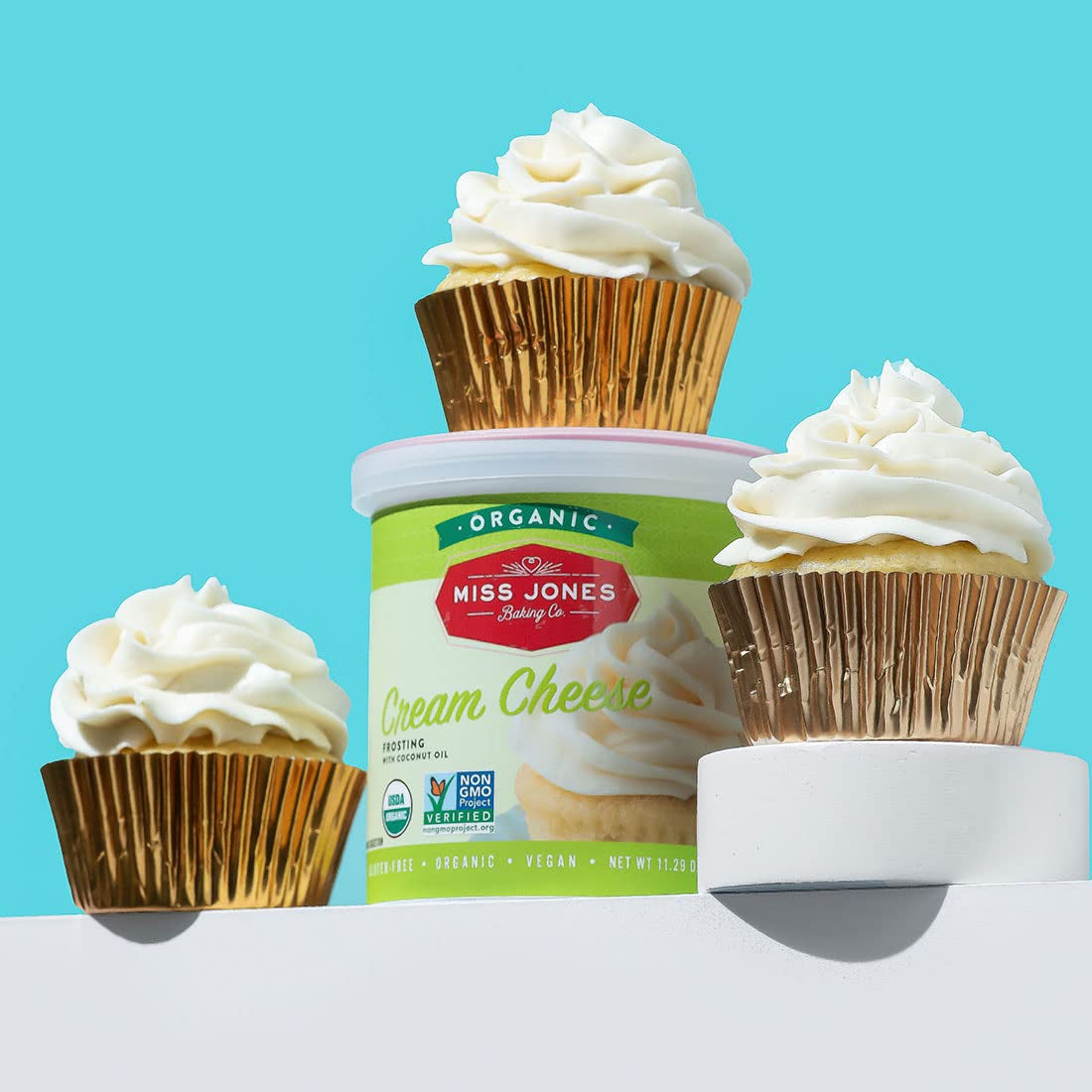 Miss Jones Baking Organic Buttercream Frosting, Perfect for Icing and Decorating, Vegan-Friendly: Cream Cheese (Pack of 1)