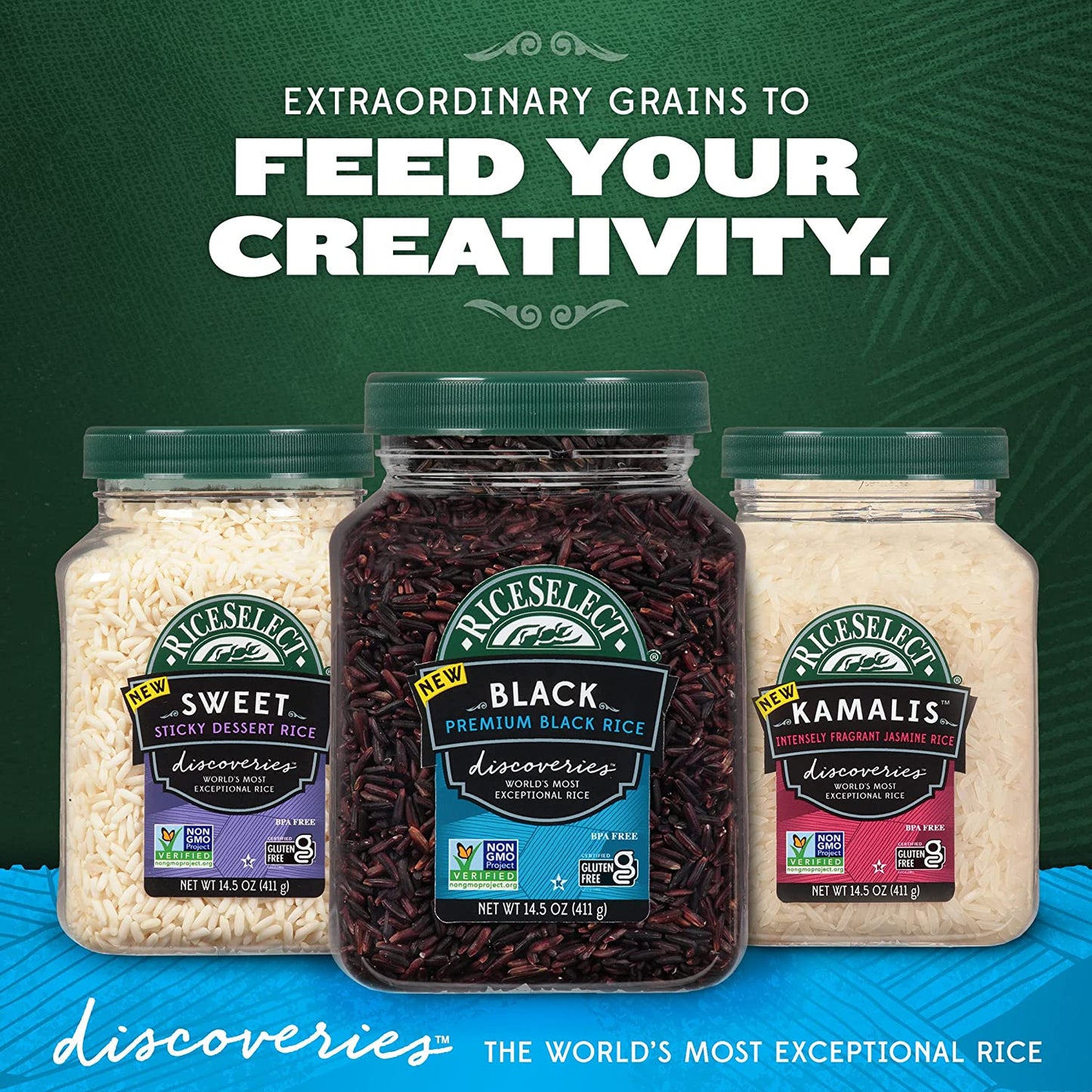 Riceselect Discoveries Premium Black Rice, Whole Grain, Gluten-Free, Non-Gmo, Vegan, 14.5-Ounce Jar