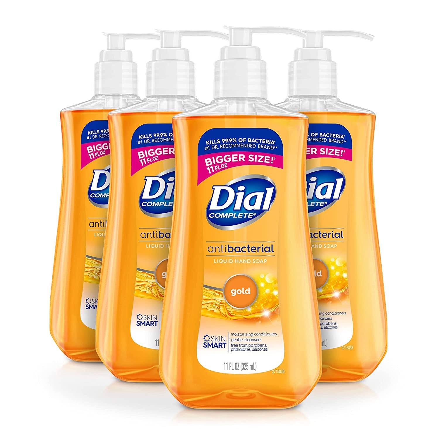 Dial Complete Antibacterial Liquid Hand Soap, Gold, 11 Fl Oz (Pack of 4)