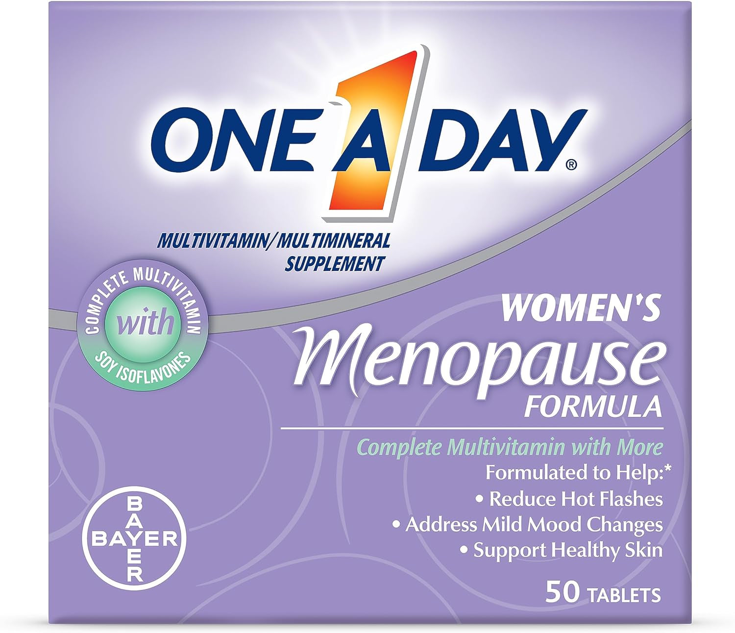 One a Day Women'S Menopause Multivitamin, Addresses Menopause Symptoms Such as Hot Flashes and Mild Mood Changes, Vitamin A, Vitamin C, Vitamin D, and Zinc for Immune Health Support, 50 Count