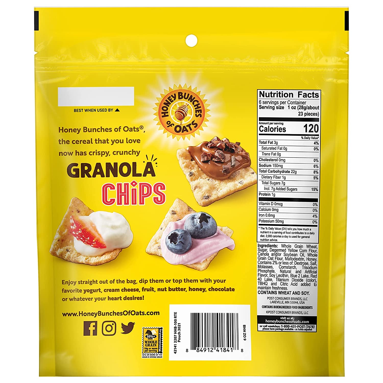 Honey Bunches of Oats Granola Chips, Blueberry Flavor, 6 OZ Bag