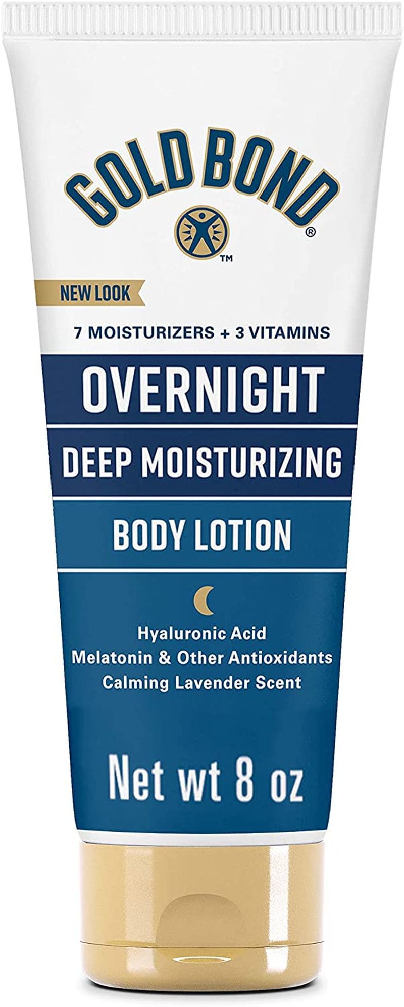 Gold Bond Overnight Deep Moisturizing Lotion, 8 Oz., Skin Therapy Lotion with Calming Lavender Scent