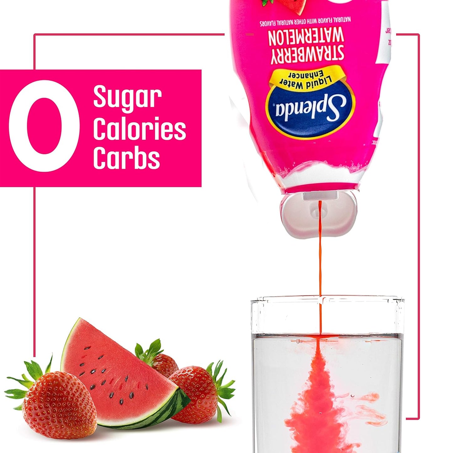 SPLENDA Liquid Water Enhancer Drops, Sugar Free, Zero Calorie, Natural Flavor, Concentrated Drink Mix, 3.11 Fl Oz Each Bottle (Strawberry Watermelon, 2 Pack)