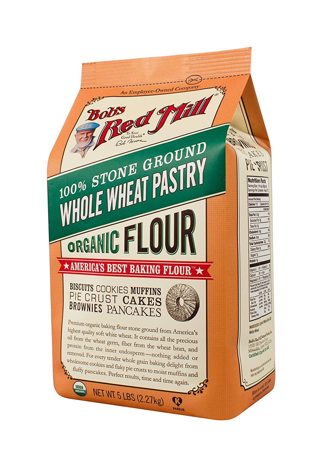 Bobs Red Mill Organic Whole Wheat Pastry Flour, 80 Oz