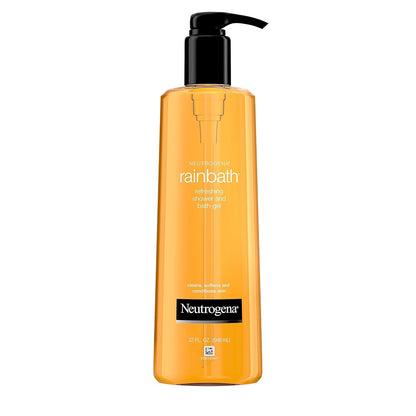 Neutrogena Rainbath Refreshing & Cleansing Shower & Bath Gel, Moisturizing Daily Body Wash Cleanser, Bath Gel & Shaving Gel for Soft Skin, Lathering Body Wash in Original Scent, 32 Fl. Oz