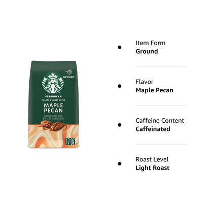 Starbucks Ground Coffee—Maple Pecan Flavored Coffee—Naturally Flavored—100% Arabica—1 Bag (17 Oz)