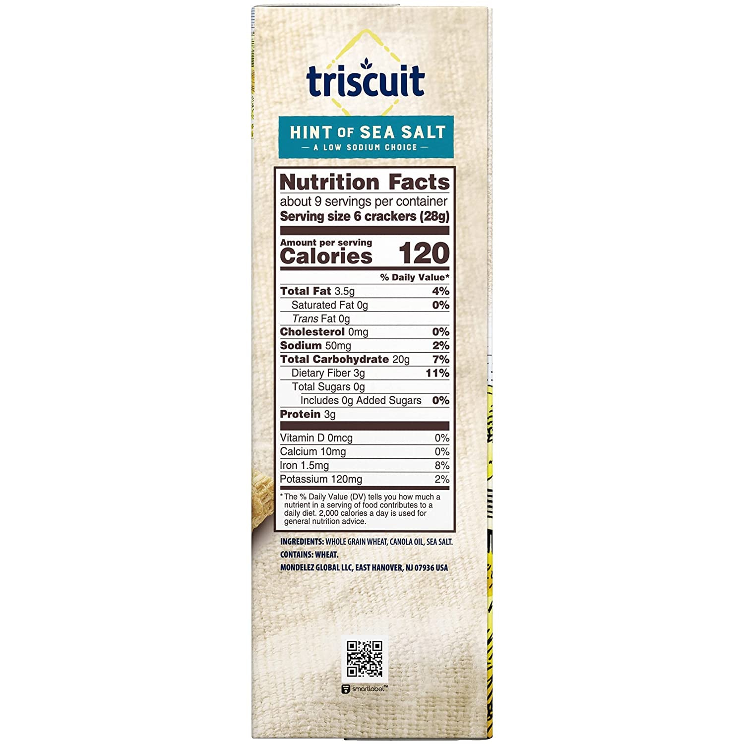 Triscuit Hint of Sea Salt Whole Grain Wheat Crackers, Vegan Crackers, 8.5 Oz