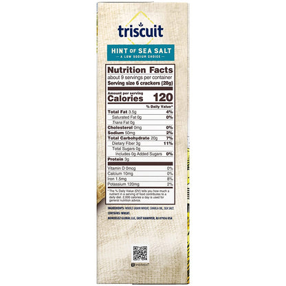 Triscuit Hint of Sea Salt Whole Grain Wheat Crackers, Vegan Crackers, 8.5 Oz