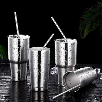 Hiware 12-Pack Reusable Stainless Steel Metal Straws with Case - Long Drinking Straws for 30 Oz and 20 Oz Tumblers Yeti Dishwasher Safe - 2 Cleaning Brushes Included