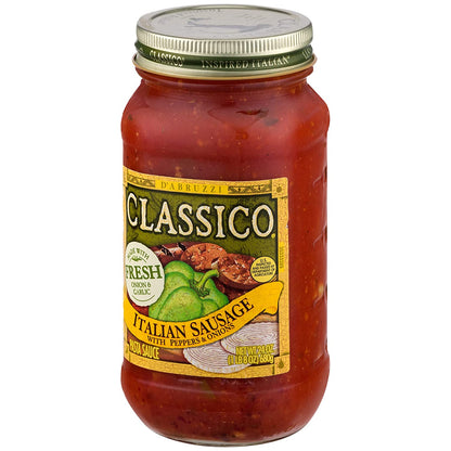 Classico Italian Sausage Spaghetti Pasta Sauce with Tomato, Peppers & Onions (24 Oz Jar)