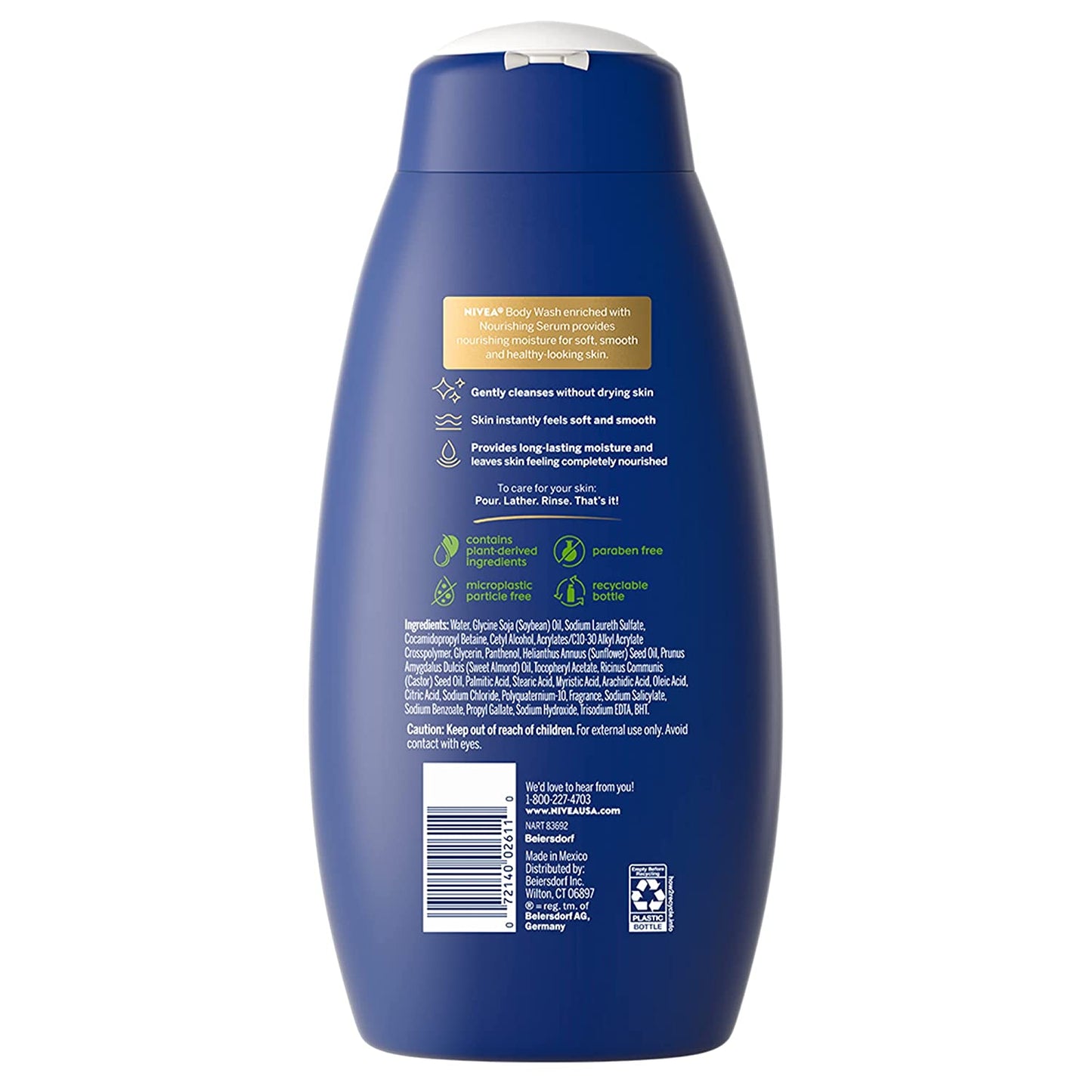 NIVEA Nourishing Care Body Wash with Nourishing Serum, 20 Fl Oz